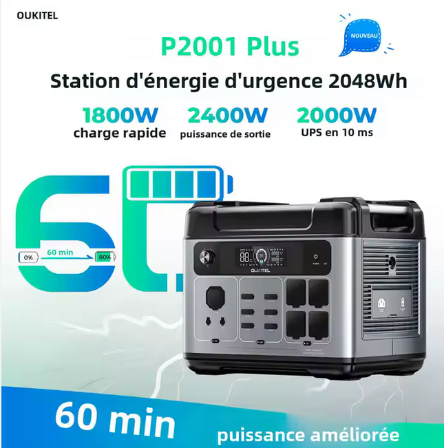 Oukitel p2001 plus 2400w station alimentation puissance améliorée